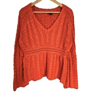 Moda‎ International orange cinched waist sweater